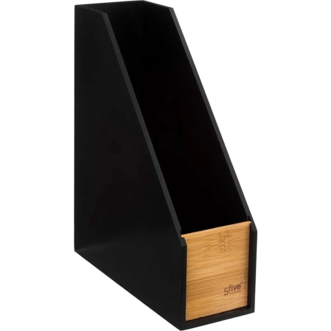 5Five lectuurbak/tijdschriftcassette - zwart - 9 x 25 x 30 cm - hout