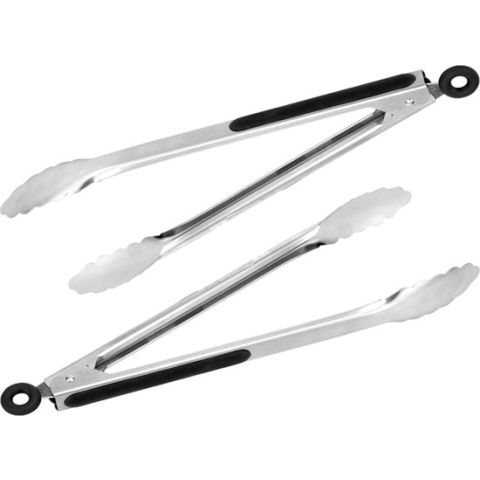 2x stuks barbecue tangen / vleestangen met sluitsysteem RVS 34 cm - Barbecue benodigdheden