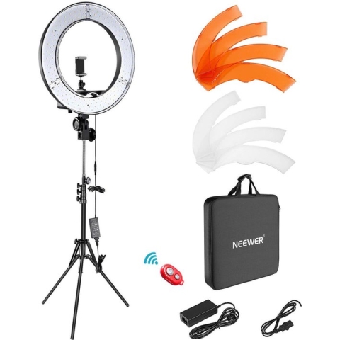 Neewer Ringlamp met statief - Studiolamp - 18 Inch ringlight - Kleurfilters - Camera - Smartphone