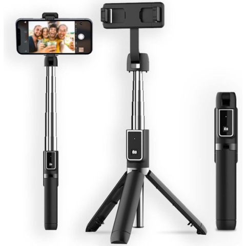 iMoshion 2 in 1 Selfie Stick - Selfie Stick met Statief - Tripod - Afstandsbediening en 360 graden draaien - Universele Selfie Stick voor Samsung en iPhone - 67 cm