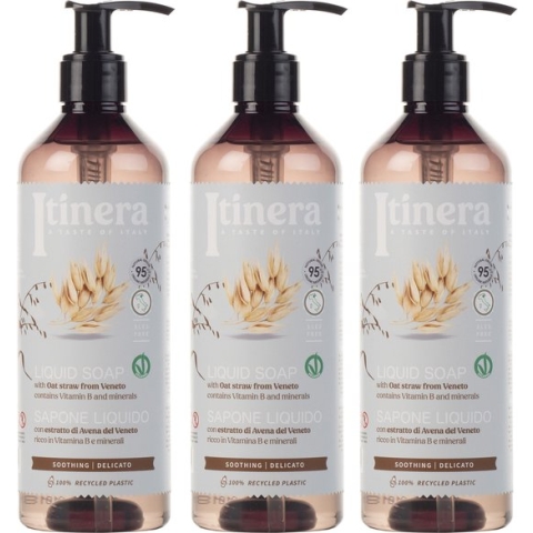 ITINERA - Kalmerende vloeibare zeep met Veneto haver, 95% natuurlijke ingrediënten 370 ml (3 stuks)