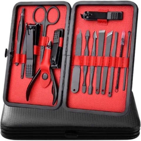 Manicure Set - Pedicure Set - Nagelknipper- 15-Delige RVS Nagel Verzorging Set - Nagelschaar - Etui - Epileer Pincet