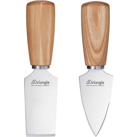 Triangle Soul Kaasmes - RVS - Heft Essenhout - 2 Delig in Geschenkdoos
