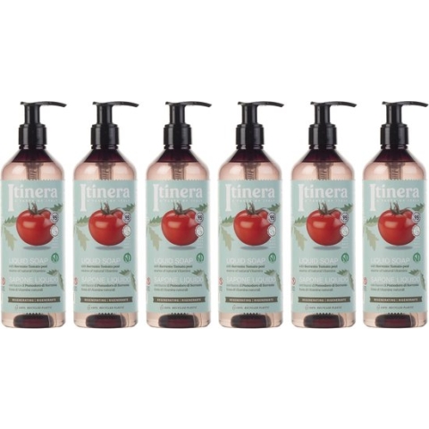 ITINERA - Regenererende Vloeibare Zeep met Sorrento Tomatenschil, 95% Natuurlijke Ingrediënten 370 ml / 6 stuks
