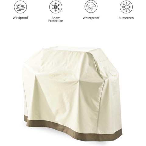 Lumaland - Beschermhoes voor tuinmeubelen - Waterdichte hoes voor de barbecue - 133 (H) x 182,9 (L) x 68 (D) cm - Oxford 600D - Beige