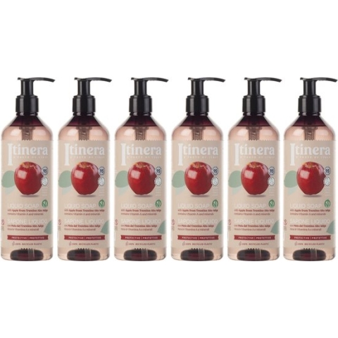ITINERA - Beschermende vloeibare zeep met appel uit Trentino, 95% natuurlijke ingrediënten 370 ml (6 stuks)