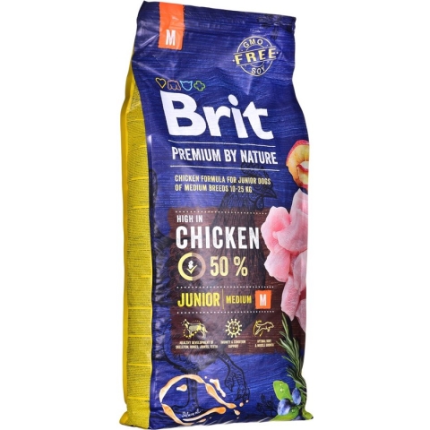 Brit Premium by Nature hondenvoer Junior M 15 kg - Hond