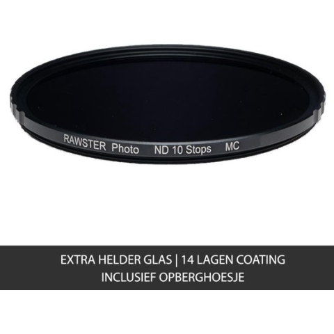 RAWSTER Photo • 10 Stops ND / Grijsfilter • 62mm • Slim frame • Multi-coated