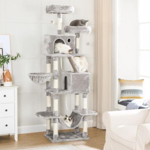 Segenn's XL Krabpaal -  kattenboom - kattenbak - Hoog - 60 x 50 x 206 cm (L x W x H) - Lichtgrijs