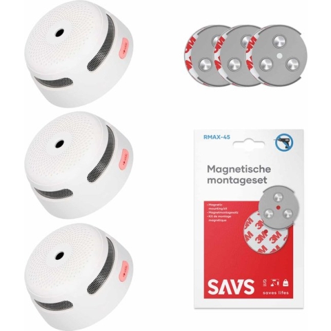 X-Sense XS01 Rookmelder met magneet montage - 3 Rookmelders - 10 jaar batterij - Compact design - Voldoet aan Europese norm - Brandalarm zonder boren