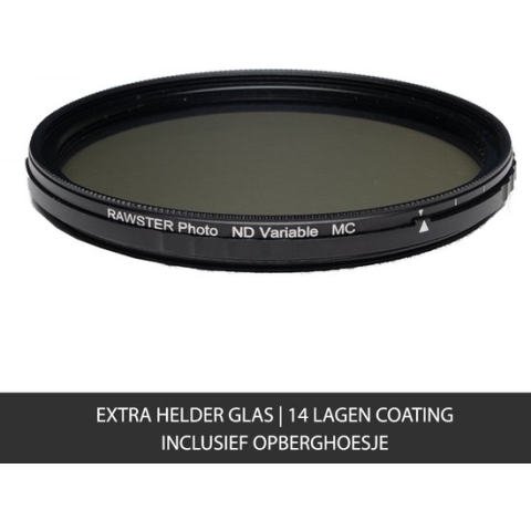 RAWSTER Photo • Variabel ND / Grijsfilter ND2-ND400 (2-8 stops) • 46mm • Slim frame • Multi-coated