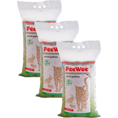 Peewee Kattenbakvulling - Houtkorrels - 3 x 9 kg - 42 L