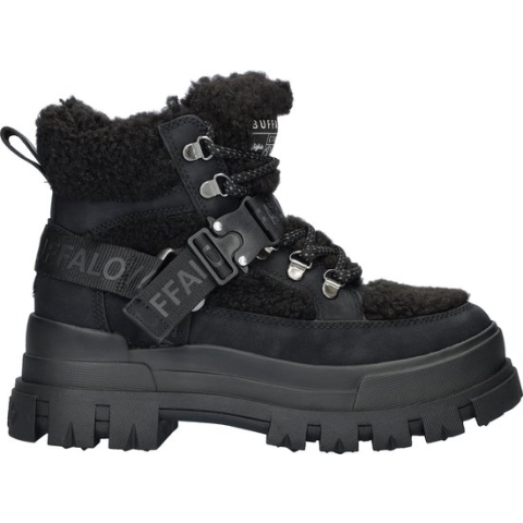 Buffalo Aspha Com Mid Warm dames veterboot - Zwart - Maat 38