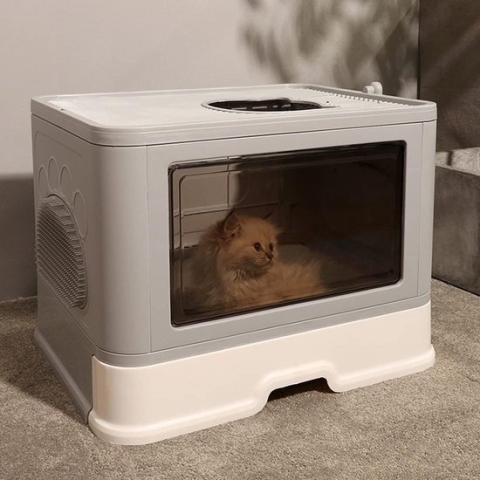 Kattentoilet met Kap - Grote Ingang - XXL Opvouwbare kattenbak - Schep - Kattenborstel - Geen Verspreiding van Geur en Strooisel