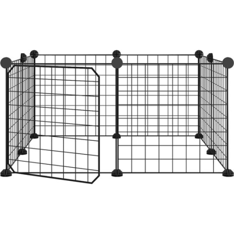 vidaXL-Huisdierenkooi-met-deur-8-panelen-35x35-cm-staal-zwart
