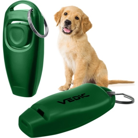 VEDIC®  - Luxe clicker met fluit - Clickertraining - Groen - Bevestigingsring - Fluit - Hondentraining