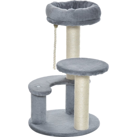 PawHut Kattenboom klimboom speelboom kattenbed kattenkrabboom grijs D30-202