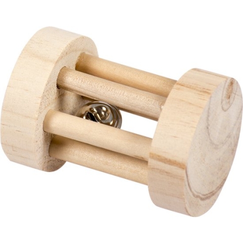 Duvoplus - Speelgoed Voor Dieren - Knaagdier - Houten Speelrol Met Bel 5x7cm - 1st