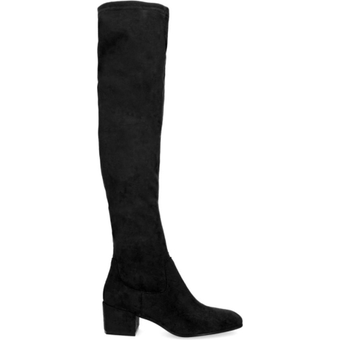 Manfield - Dames - Zwarte overknee laarzen - Maat 39