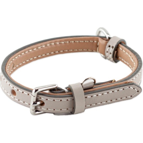 Brute Strength - Luxe leren halsband hond - Licht grijs - S - (26 - 33 cm) x 1,5cm
