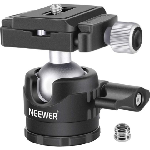 Neewer® - 28 mm Platte Statiefkogelkop, 360 Graden Raaibaar Met 1/4 inch Snelwissel en Waterpas voor DSLR-camera's - Statieven - Monopod - Slider - max. Belasting 11 lb/5 kg