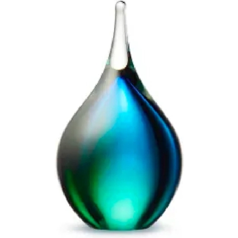 Urnencenter Druppel Mini Urn Glas - Blauw/Groen - Urn voor as - Gedenkartikel - Urn voor as - Gedenksteen - Urn Hond - Urn Kat - Urn Dierbare