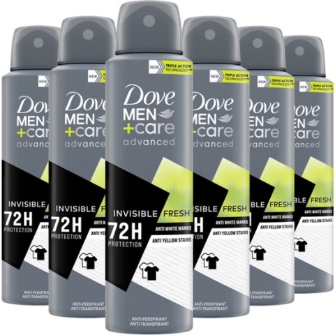 6x Dove Deodorant Men+ Care Invisible Fresh 150 ml