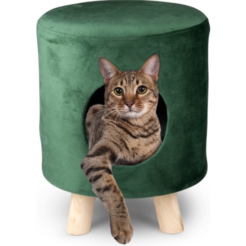 maxxpro Kattenmand op Pootjes - Poef - 100% Polyester - tot 80kg - Ø 33 cm - Groen