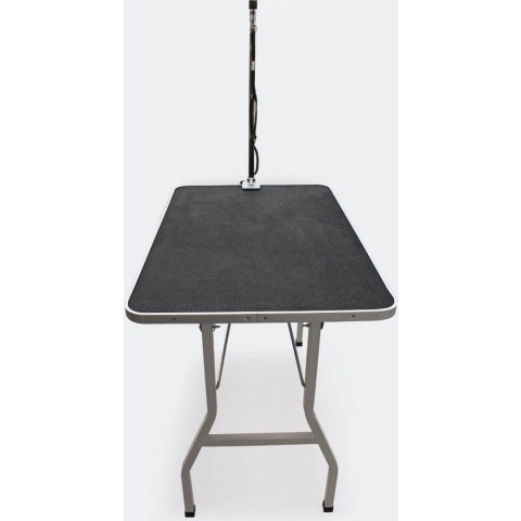 Honden Trimtafel met enkele aanlijnoptie, 760 mm hoog, Inklapbaar; Kniptafel - Wastafel met lus zwart / grijs - Verzorgingstafel voor huisdieren - Multistrobe