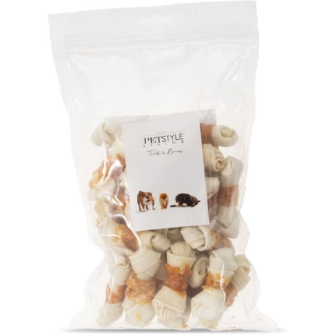 Petstyleliving Geknoopt Bot met Kip 6,25-7,5cm - 25 Stuks - Hersluitbaar - Hondensnacks