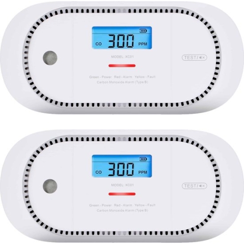X-Sense XC01 Koolmonoxidemelder - 2 koolmonoxidemelders - 10 jaar batterij - 10 jaar Figaro® sensor - LCD display - Voldoet aan Europese norm