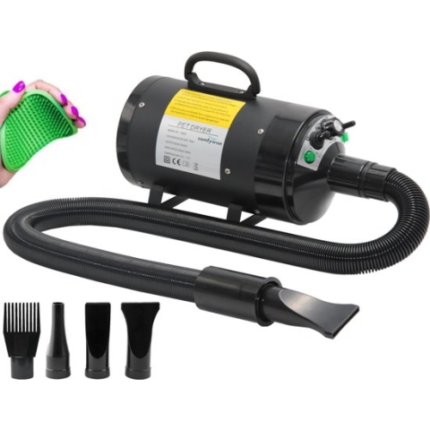 Captain Pup's Professionele Hondenfohn met 4 Opzetstukken - Waterblazer voor Honden - Zwart- 2000W