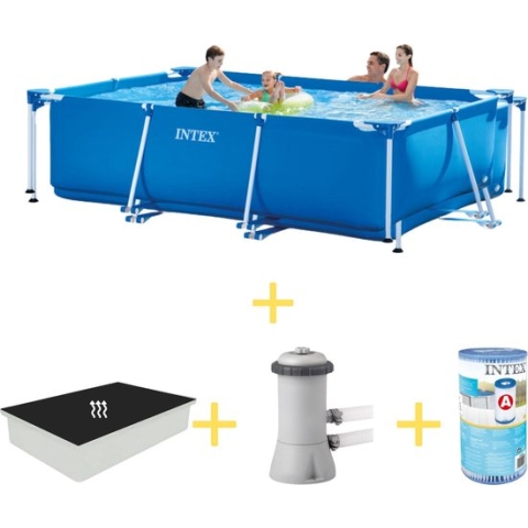 Intex Zwembad - Frame Pool - 300 x 200 x 75 cm - Inclusief Solarzeil, Filterpomp & Filter