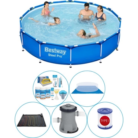 Steel Pro Rond 366x76 cm - 6-delig - Zwembad Combi Deal