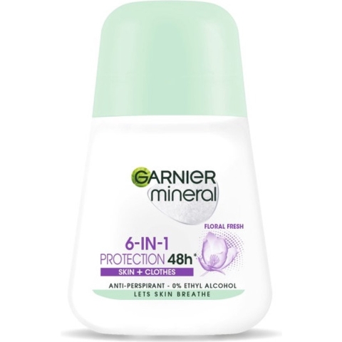Mineral 6-in-1 Protection Floral Fresh anti-transpirant in roll-on 50ml