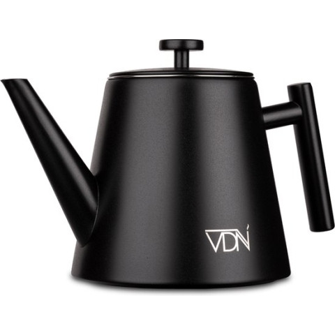 VDN RVS Theepot Dubbelwandig met Filter - Zwarte Theekan 1 Liter - 904