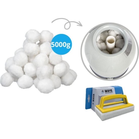 Comfortpool - Filterbollen geschikt voor zandfilterpomp(en) - 5000 gram & WAYS scrubborstel