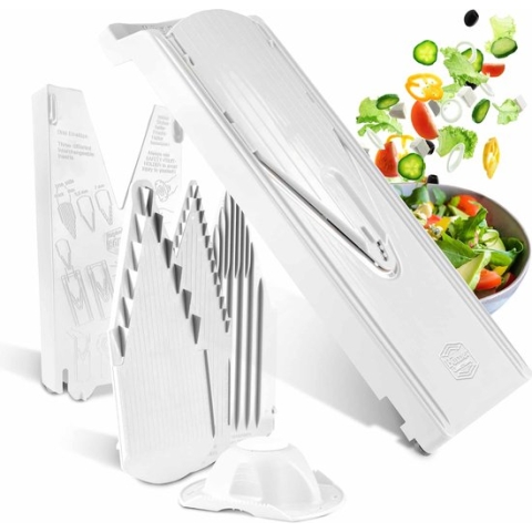 Börner V3 Starter Mandoline | 5-delige set | 5 snijdiktes | Geschikt als Frietsnijder | BPA-vrij en Roestvrij | Wit