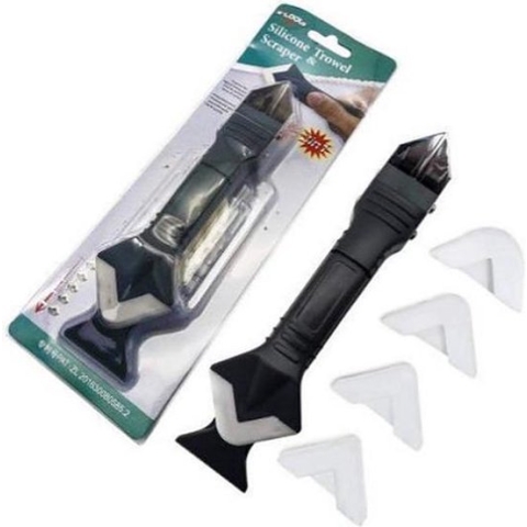 3 in 1 Kit Tool Met RVS Schraper Inclusief Kittuit – Kit Verwijderaar – Afstrijkrubber set – Voegstrijker set – Multitool Voor Het Afwerken Van Kit Naden – Kit Schraper