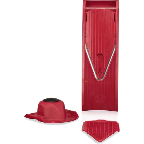 Börner Mandoline V1 Basic | 3-delige set | 3 snijdiktes | BPA-vrij en Roestvrij | Rood