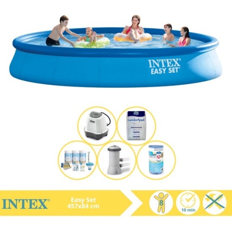 Intex Easy Set Zwembad - Opblaaszwembad - 457x84 cm - Inclusief Filter, Zoutsysteem en Zout