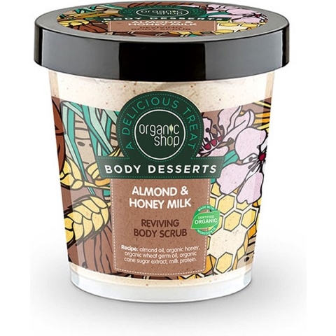 Body Desserts Amandel- & Honingmelk Reviving Body Scrub voedende body scrub met amandel- en honingmelkgeur 450ml
