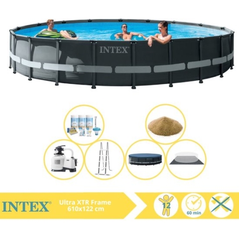 Intex Ultra XTR Frame Zwembad - Opzetzwembad - 732x132 cm - Inclusief Onderhoudspakket en Filterzand