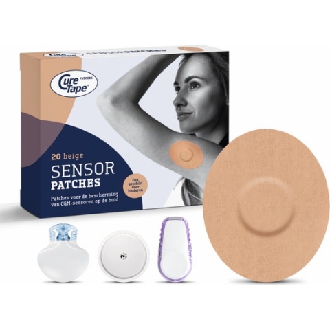 CureTape Sensor Patches - Beige - Sensor Pleisters - Freestyle Libre 2 & 3 - Dexcom G7 - Medtronic Guardian - 20 Stuks