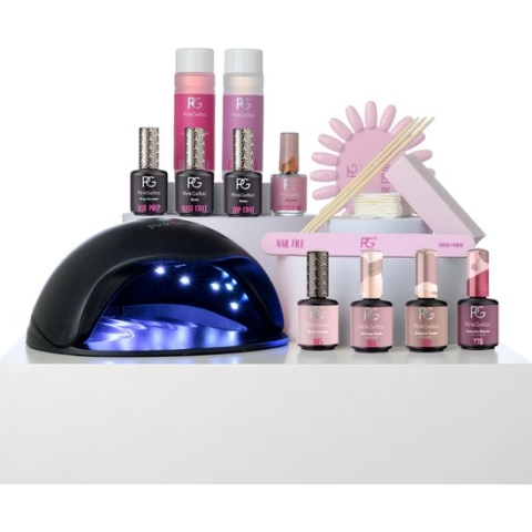 Pink Gellac Gellak Starterspakket Premium Uncovered - 4 Kleuren Gel Nagellak, LED lamp en Manicure Set - Gel Lak voor Gelnagels