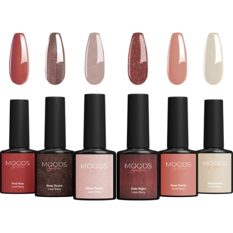 Moods Gellac 6-delige Set - Gel Nagellak - 8ML - Love Story - Gellac - Nagels - Gellak Starterspakket - Chique Kleuren
