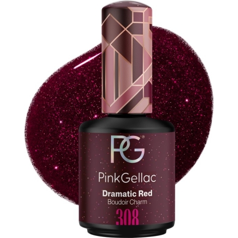 Pink Gellac 308 Dramatic Red Gellak 15ml - Rode Gel Lak Nagellak - Gelnagellak voor de Perfecte Gelnagels - Gel Nails