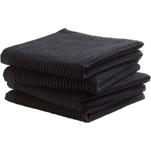 DDDDD Basic Vaatdoek - Set van 4 - Katoen - 30x30cm - Zwart