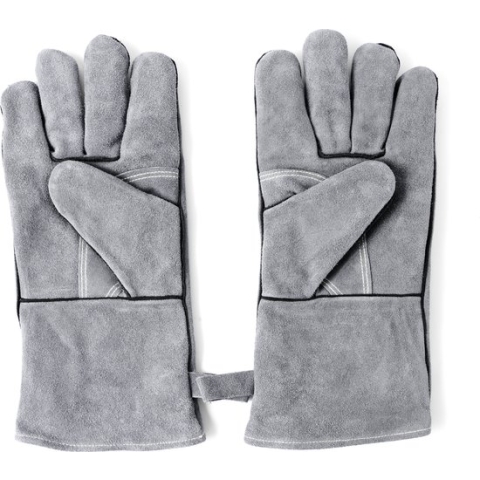 LUTCHOS Ovenwanten - BBQ Handschoenen - BBQ Accessoires - Eco Leer - Katoen - Grijs - Hittebestendig - Oven - Houtkachel - Ophanglus - 2 stuks