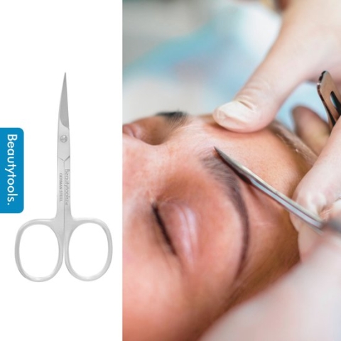 BeautyTools Wenkbrauwschaar - Wenkbrauw Trimmer - Eyebrow Scissor - Stevig Recht snijvlak - INOX (9.5 cm) (NS-0799)